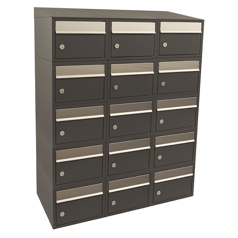 Brievenbus Brick 3-breed, 5-hoog met dak antraciet