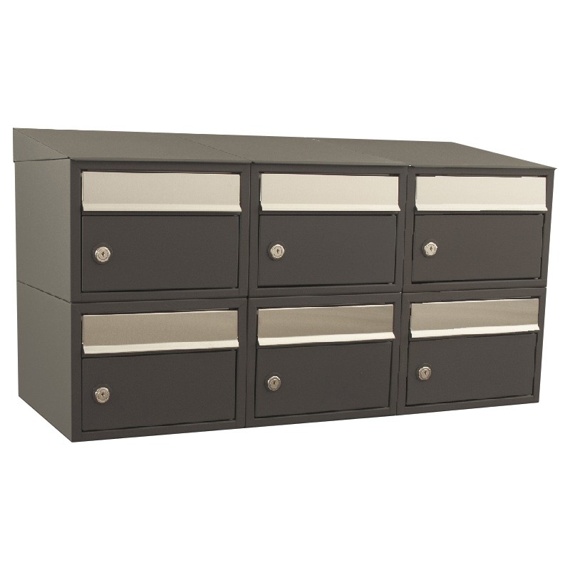 Brievenbus Brick 3-breed, 2-hoog met dak antraciet