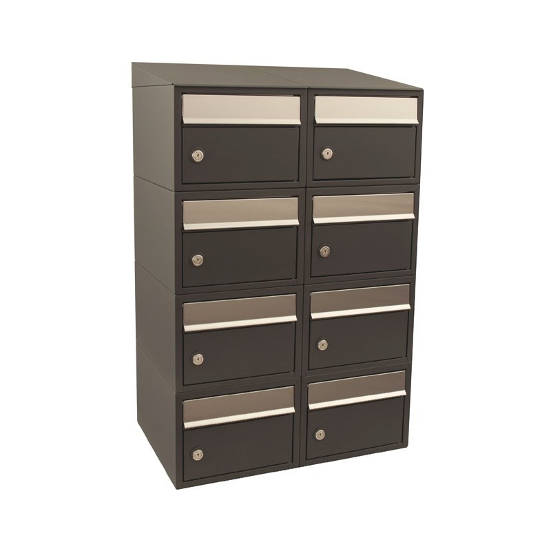 Brievenbus Brick 2-breed, 4-hoog met dak antraciet