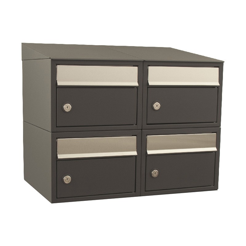 Brievenbus Brick 2-breed, 2-hoog met dak antraciet