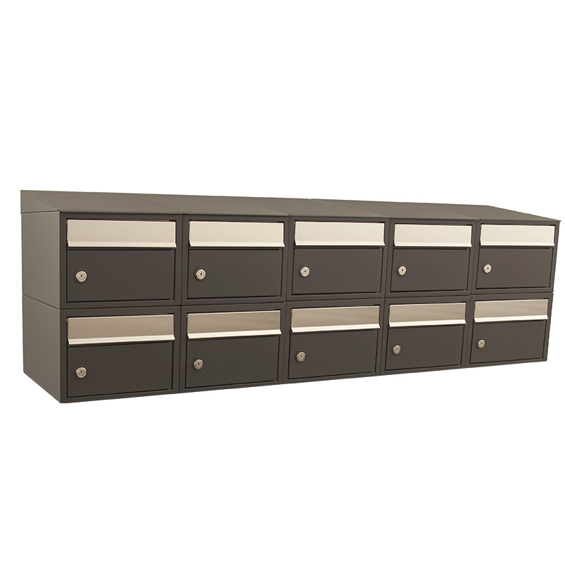 Brievenbus Brick 5-breed, 2-hoog met dak antraciet