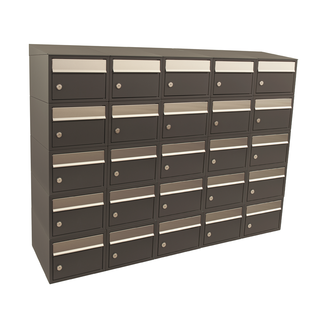 Brievenbus Brick 5-breed, 5-hoog met dak antraciet