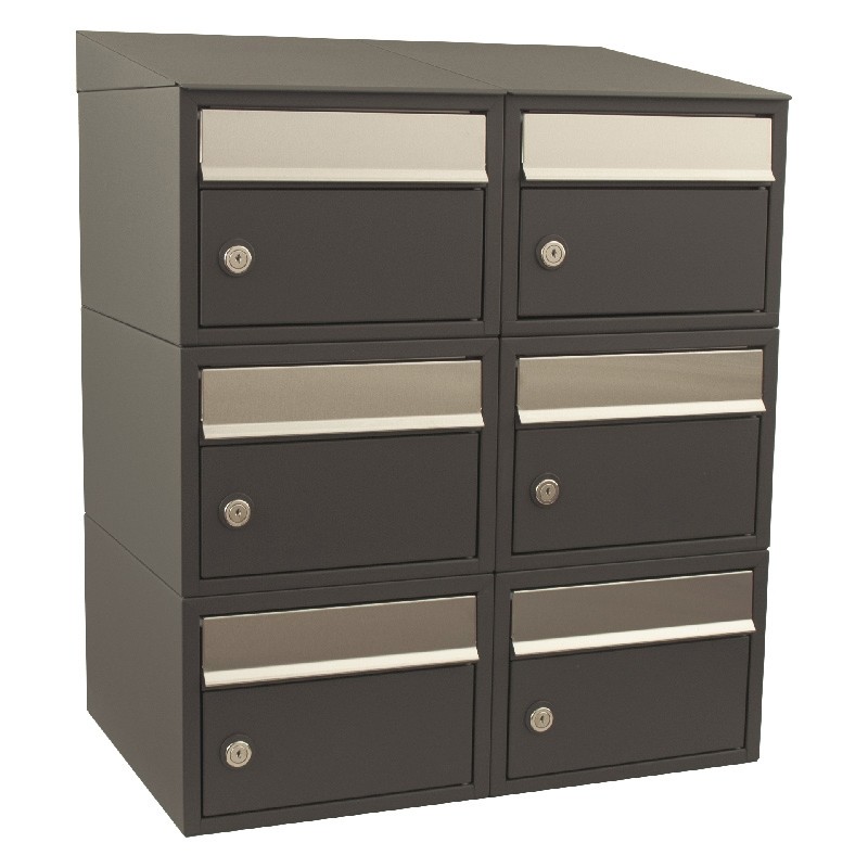 Brievenbus Brick 2-breed, 3-hoog met dak antraciet